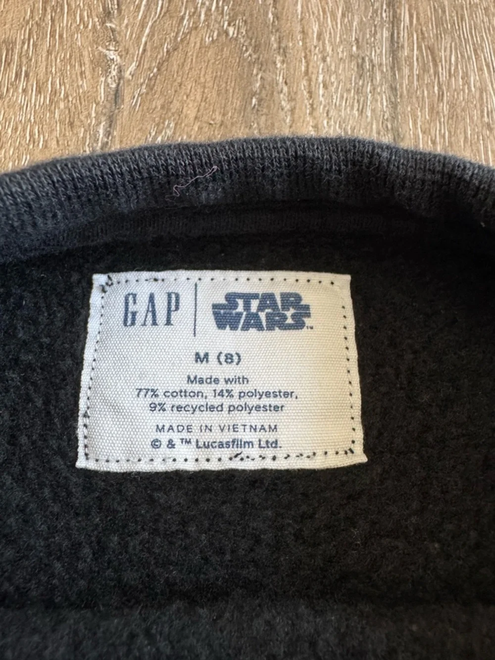 GAP Star Wars Black Embossed Logo Sweatshirt, boys size medium